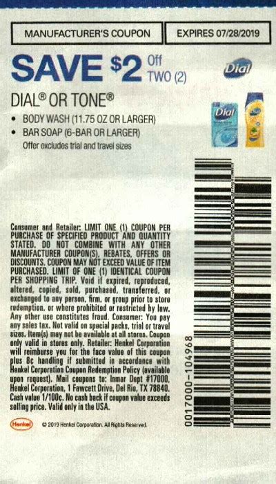 $2 dial body wash coupons.